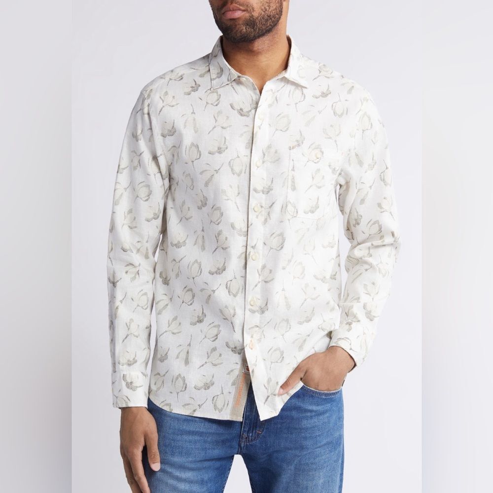 Tommy Bahama Barbados Breeze Shirt Linen Long Sleeve Button Down Mens XL Ivory
